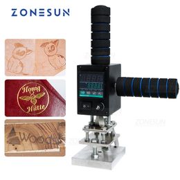 ZONESUN Protable Hot Foil Stamping Machine Custom LOGO Stamping Mould DIY Leather Trademark Plastics Tyres Bronzing Machine