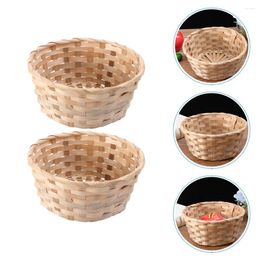 Gift Wrap 2 Pcs Pet Treat Basket Flower Girl Baskets Egg Collect Rural Fruit Bamboo Wicker Serving Tray