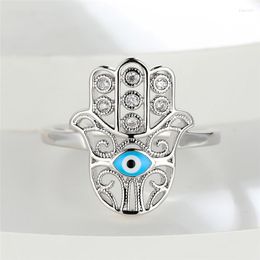 Wedding Rings Luxury Female Small Blue Eyes Stone Ring Classic Silver Color Engagement Palm Crystal For Women