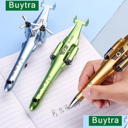 Gel Pens 1Pc Creative Helicopter Aeroplane Shape Pen 0.5Mm Special Combat Student Writing Boy Gift Office Supplies Drop Delivery Scho Dhxoj