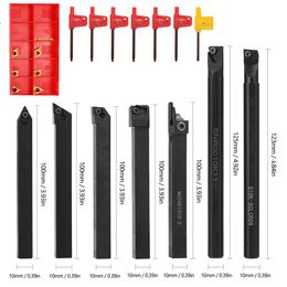 Draaigereedschap 21pcs 12mm 10mm 8mm Shank Lathe Turning Tool Holder Boring Bar lathe tools lathe cutter Metal Turning Rod Holders and Inserts