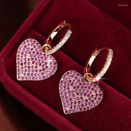 Stud Earrings Women's Fresh Red Love High-Quality ZIRCON Small Lovely Gift Party Wedding Graduation Casual Accessories