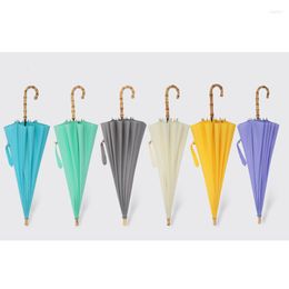 Umbrellas Male And Female With Bamboo Handle Business 16 Bone Gifts Sunny Rain Straight Pole Sun Umbrella