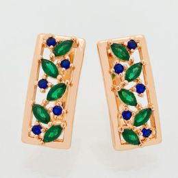 Dangle Earrings Trendy Multi-Color Stones 585 Rose Gold Romantic Engagement Gift Fine Fashion Jewellery Women Square