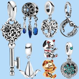 925 sterling silver charms for pandora jewelry beads Dangle Regal Padlock Lucky Key of Love Bead