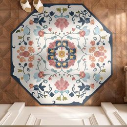 Carpets Flowers Home Decor Area Rugs European Pastoral Style Creative Octagon Retro Elegant Carpet Kitchen Bedroom Anti-Skid Floor Mat