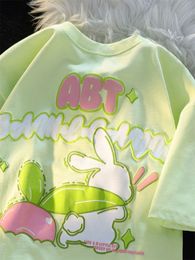 Women's TShirt Deeptown Kawaii Rabbit Print T Shirt Harajuku Sweet Gir Tops Female Graphic Cotton Casual Kpop Tshirt Cute Tees Summer 230512