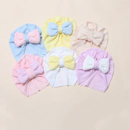 M591 Spring Summer Infant Baby Bowknot Breathable Cotton Hat Kids Girls Turban Caps Solid Colour Sweet Babies Hats