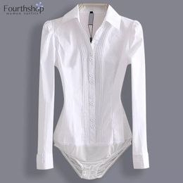 Shirts 2023 Fashion Bodysuit Long Sleeve Women Body Shirt Office Lady Work Uniforms Spring White Blouses And Tops Slim Autumn Clothes