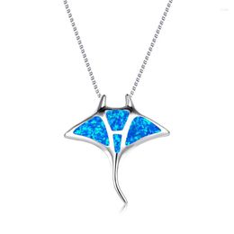 Pendant Necklaces Multicolor Opal Stone Stingray Necklace Female Cute Ocean Animal Classic Silver Color Chain For Women