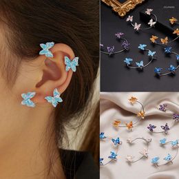 Backs Earrings 1Pc Shining Sequins Luminous Butterfly Ear Clip Cuffs No Piercing For Women Four Cartilage Earring Jewellery