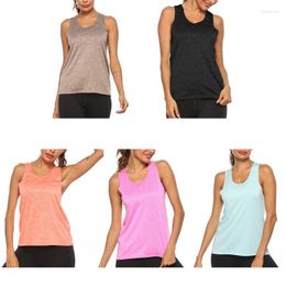 Women's Tanks Womens Workout Sleeveless Tank Top Gym Exercise Athletic Racerback Sports Vest Solid Color O-Neck Loose