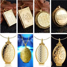 9 styles Gold plated heart and cross circular love heart Ellipse square pendant necklace Photo box