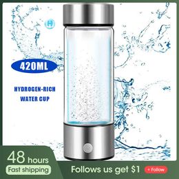 Appliances Hydrogen Water Generator Glass Cup 420Ml Water Purifier Philtre Bottle For Drinking Ioniser Maker Rechargeable Water Generator