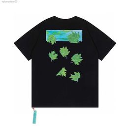 t Shirt 2313 Offs White Shirts Designer Shirt Men T- Short Sleeve Breathable Cotton Plant Black Graphic Printed Unisex Mens t Mens Clothes