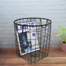 Organisation Iron Art Handheld Laundry Basket Simple HollowOut Clothes Organiser Sundries Storage Bucket Toys Barrel Hamper
