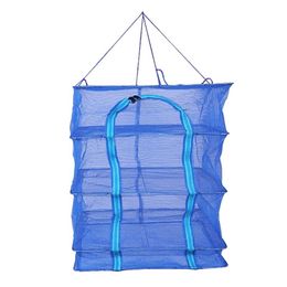 Accessories 1Pcs Foldable Fishing Net MultiLayer Drying Net Basket Dryer Net Hanging Cage Mesh Hanging Dishes Dryer Hanger