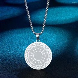 Pendant Necklaces Gold Plated Spiritual Mandala Necklace For Women Tantra Sacred Buddhism Stainless Steel Jewelry Amulet Men Neckalce