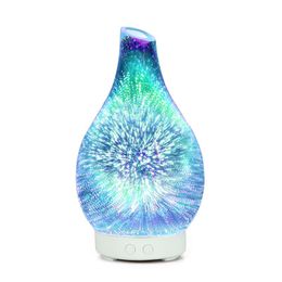 Appliances 3D Firework Glass Vase Shape Air Humidifier With LED Night Light Aroma Essential Oil Diffuser Mist Maker Ultrasonic Humidifier