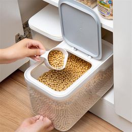 Organization 5kg 10kg Kitchen Rice Storage Box Plastic Large Capacity Container Box Grain Flour Dispenser Moisture Proof Food Container Boxes