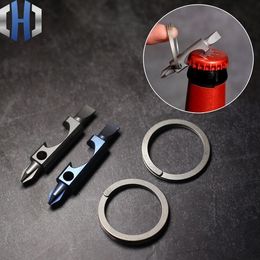 Openers Titanium Alloy Bottle Opener EDC Multitool Mini Key Box Opener Word Phillips Screwdriver