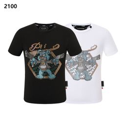 PLEIN BEAR T SHIRT Mens Designer Tshirts Brand Clothing Rhinestone PP Skulls Men T-SHIRT ROUND NECK SS SKULL Hip Hop Tshirt Top Tees 161292