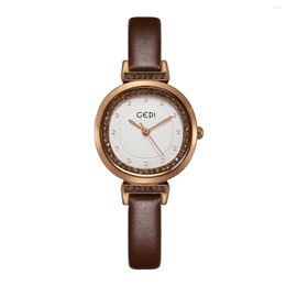 Wristwatches Women's Luxury Vintage Crystal Diamond Leather Strap Quartz Watch Relogio Feminino Montre Femme