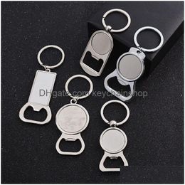 Key Rings Sublimation Blank Beer Bottle Opener Keychain Metal Heat Transfer Openers With Ring Household Kitchen Tool Drop Delivery Je Dhzau