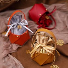 Gift Wrap Wedding Candy Bag Velvet Handle Leather Box Jewellery Birthday Engagement Packaging Decoration