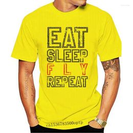 Men's T Shirts 2023 Fashion Eat Sleep Repeat T-Shirt Funny Aeroplane Pilot Gift Tee Shirt