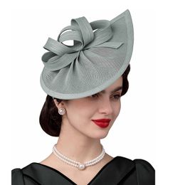 Berets Elegant Fascinator Sinamay Hat Cocktail Tea Party Headband Vintage s for Wedding Women 230512