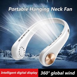 Fans Xiaomi Portable Neck Fan Mini Hanging Neckband Fan LED Display Rechargeable Air Conditioner Bladeless 5000mAh Travel Outdoor