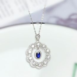 Lockets Per Jewellery Natural Real Sapphire Luxury Style Necklace Pendant 0.6ct Gemstone 925 Sterling Silver T2052918