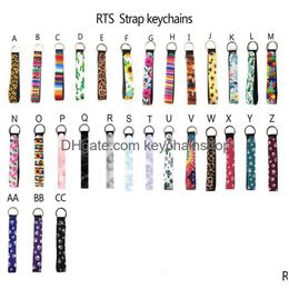 Key Rings Neoprene Wristlet Keychains Lanyard Serape Prints Strap Band Split Ring Chain Holder Hand Wrist Keychain For Drop Delivery Dhldo