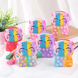 Cat Children Silica Gel Coin Purse Candy Jelly Storage Bag Hand Pinching Bubbles Puzzle Decompression Crossbody Package