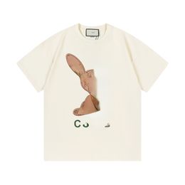 Correct Version of Digital Printing Men's T-Shirts Khaki Rabbit Word Mother and Daughter Short Sleeve T-shirt Summer