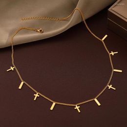 Pendant Necklaces Stainless Steel Gothic Punk Cross Sticks Minimalist Pendants High-end Sense Chain Choker Necklace For Women Jewellery