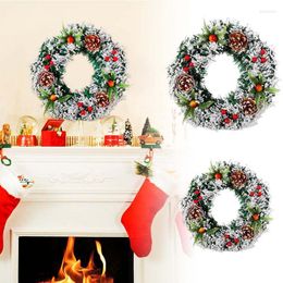 Decorative Flowers Spruce Wreath For Indoors Outdoors Front Door Trees Decor Handmade Christmas Hanging Decorations Natural Rattan Garland