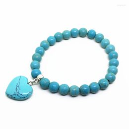 Strand Beadztalk Woman Jewelry Stone Beads Bracelets Elastic Bangle Colorful Heart Charm 20 Models For Choose