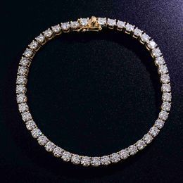 14k Gold Moissanite Diamond Tennis Chain 5mm 6-9 Inches Iced Out Real Solid Gold Tennis Bracelet Tennis Chain