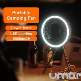 Fans Portable Fan With Power Bank And LED Lighting 10000mAH Mini Fan USB Chargeable Small Air Conditioning Appliances Mini Fan