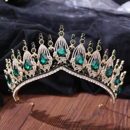 Hair Clips Luxury Baroque Sliver Red Crystal Bridal Crowns Women Tiaras Rhinestone Pageant Diadem Bride Headband Wedding Accessories