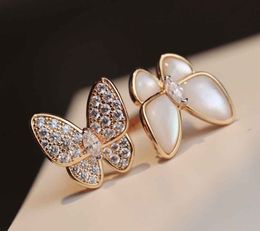 2023 Luxury quality charm punk opened Butterfly shape ring with diamond and white nature shell beads have box stamp PS5115