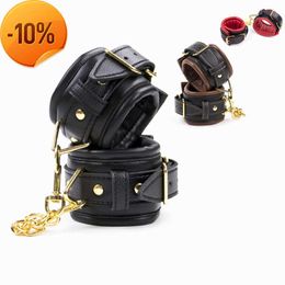 Massage High Quality Erotic Leather Bondage Strap Harness of Adjustable Sponge Handcuffs Ankle Cuffs Sex Toys for Bdsm Slave Roleplay