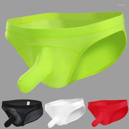 Underpants Mens Ice Silk Sexy Thong Elephant Nose Low Rise Underwear Briefs Panties Erotic Hombre Male Lingerie TangaUnderpants