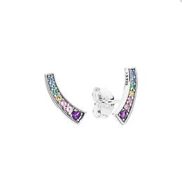 Sparkling Rainbow Stud Earrings for Pandora Jewellery Authentic Sterling Silver Wedding Party Earring Set For Women Sisters Gift designer earring with Original Box