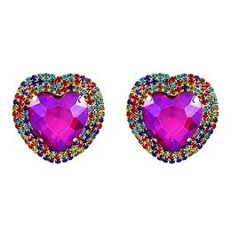 Stud Earrings Korean Fashion Luxury Colourful Big Heart Crystal For Women Statement Jewellery 2023 Pendientes MujerStud