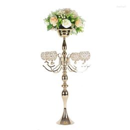 Candle Holders 10pcCrystal Holder For Wedding Decoration Events Parties 5-arm Gold And Silver Centrepieces Decor 1697