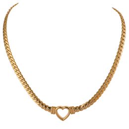 Heart Chain Necklace Stainless Steel for Women Fashion Metal Texture Flat Collar Waterproof Necklaces Girlfriend Gift