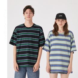 Men's T Shirts Mens Tee Casual Stripes Short Sleeved Loose Male 2023 Summer Trend Couple Oversize Cotton T-shirts O-Neck
